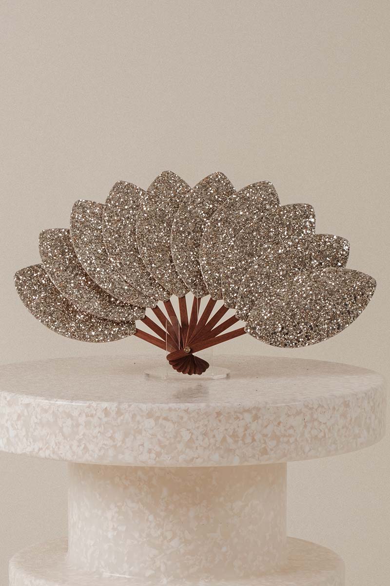 Éventail mode Palmette Mini – Paillettes doré