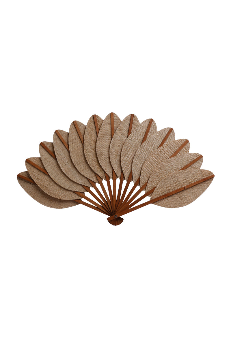 Éventail de luxe en raphia naturel