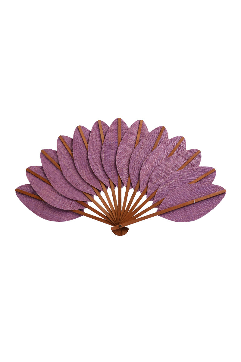 Éventail de luxe en raphia Lilas