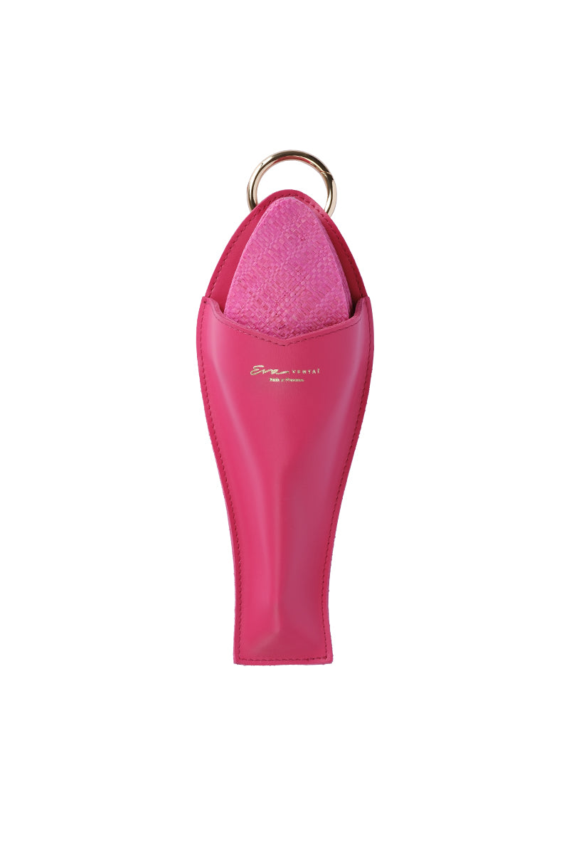 Éventail de luxe en raphia fuchsia vibrant