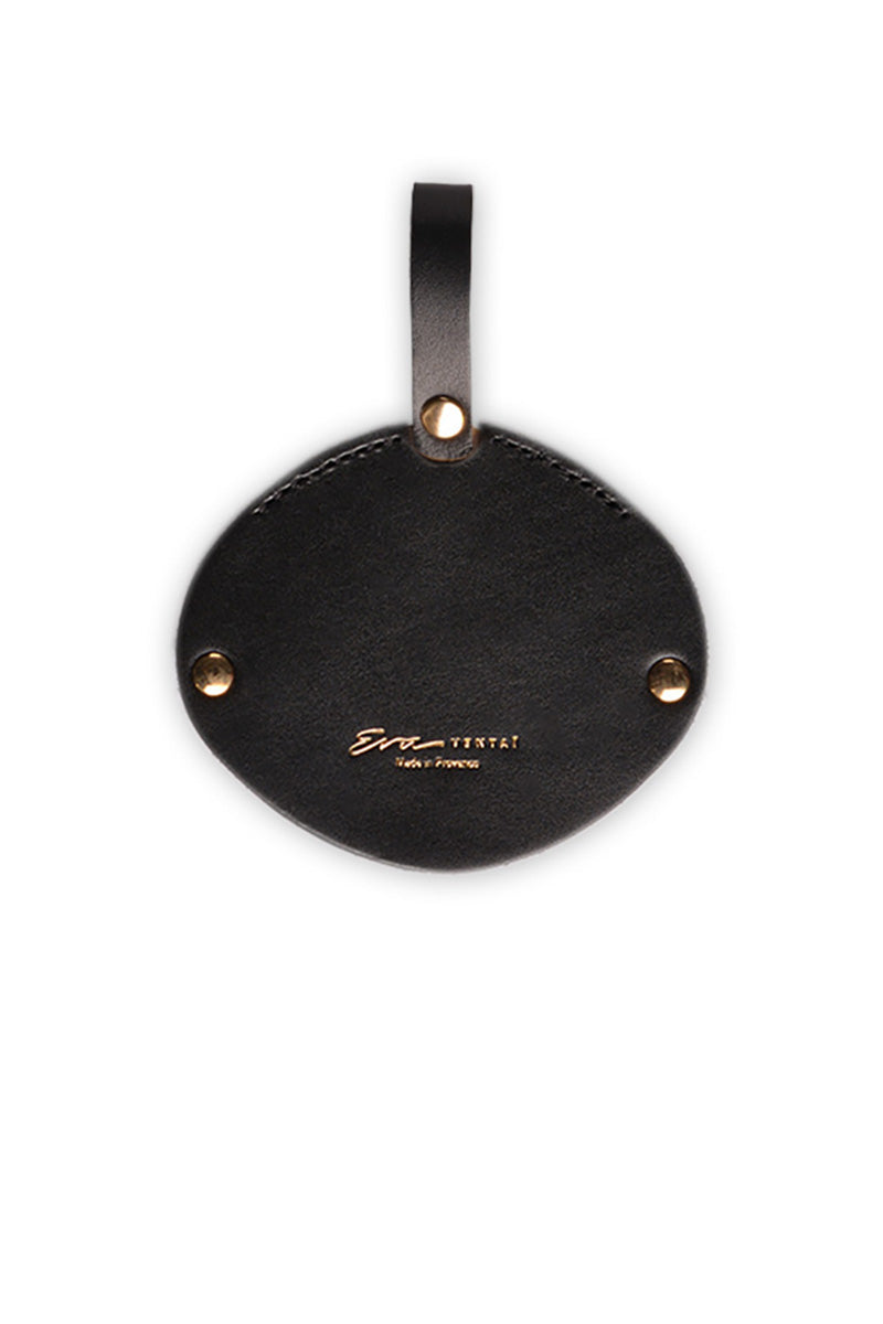 Éventail de poche pliable en soie et cuir zèbre