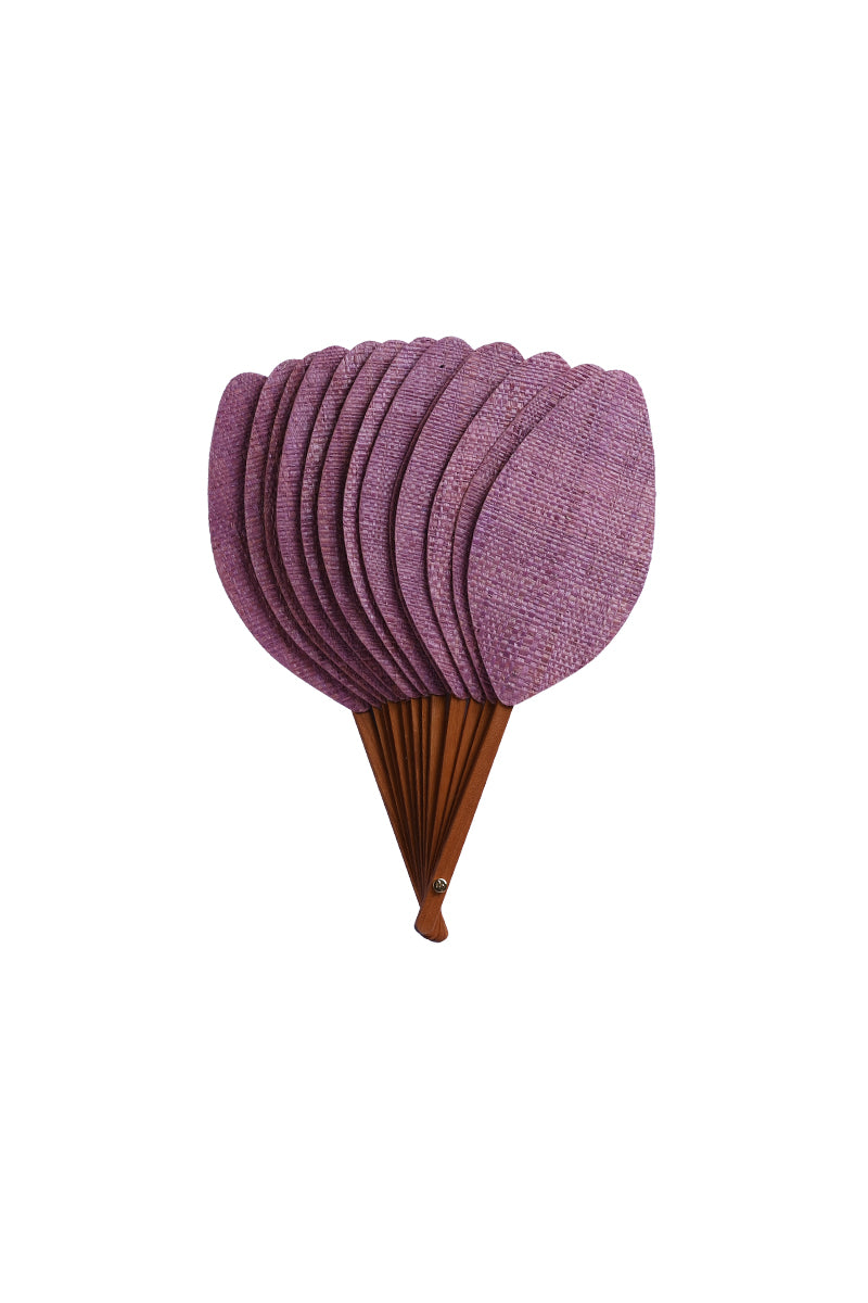 Éventail de luxe en raphia Lilas