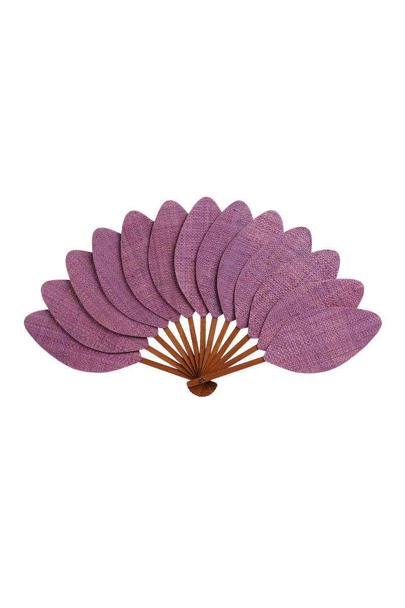 Éventail de luxe en raphia Lilas