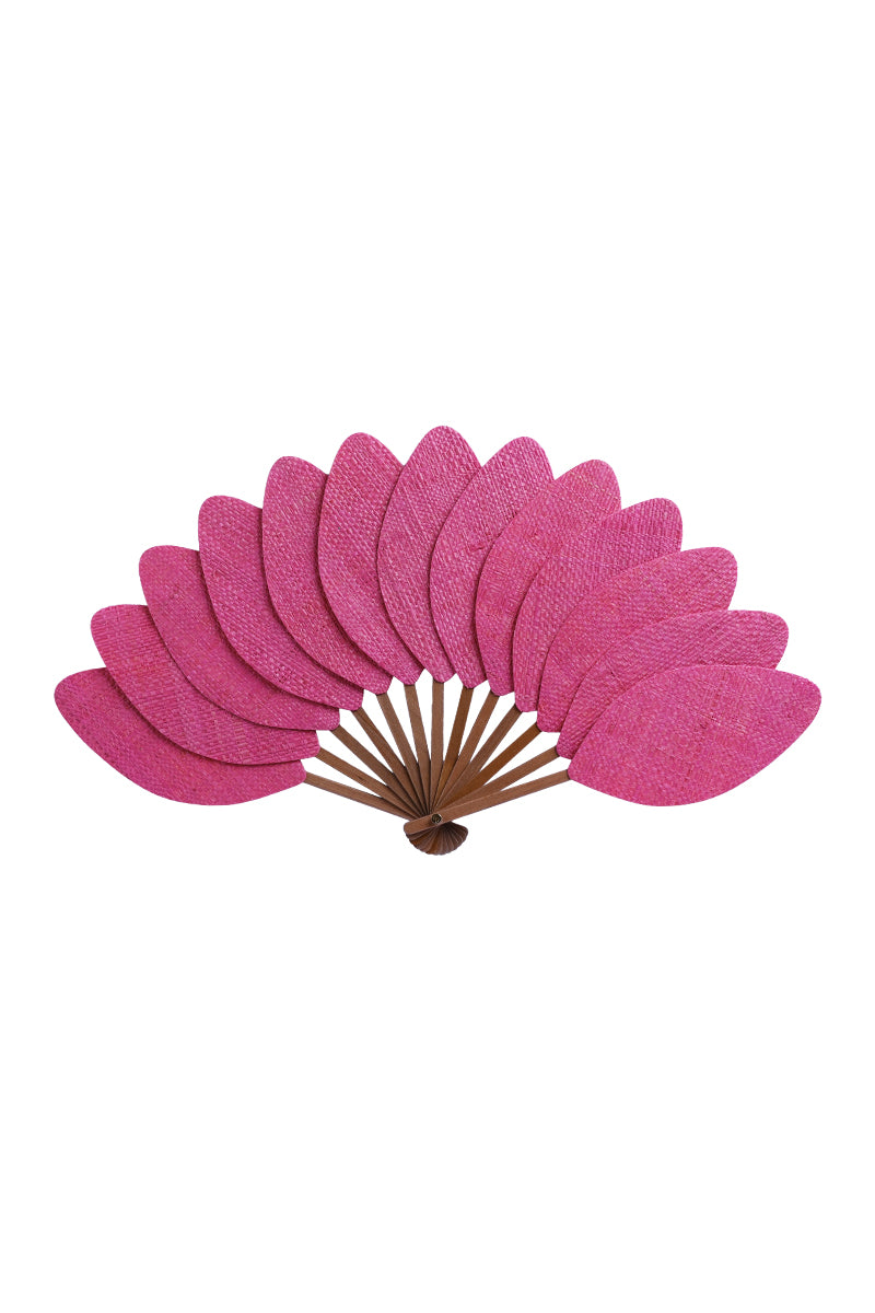 Éventail de luxe en raphia fuchsia vibrant