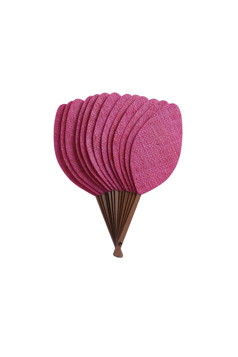 Éventail de luxe en raphia fuchsia vibrant